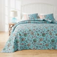 thumbnail image 2 of Barefoot Bungalow Audrey Vintage Floral Bedspread Set, Reversibe, Jumbo Sized, 3-Piece Queen, Turquoise, 2 of 10