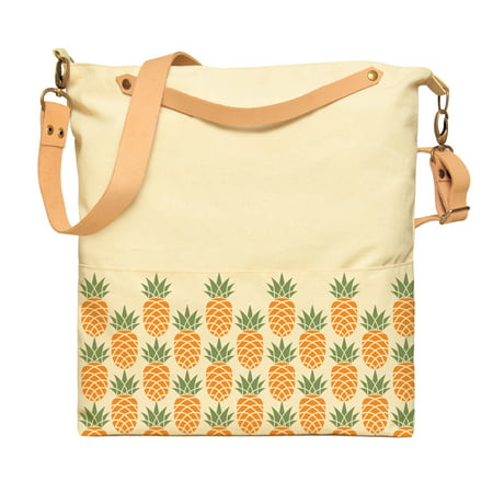 Unisex Pineapple Printed Canvas Leather Strap Crossbody Messenger Bags WAS_35 - 0
