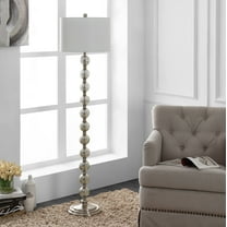 SAFAVIEH Cace 60 in. H Beaded Glam Floor Lamp, Nickel/Ivory