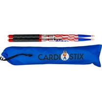 CardioStix Bundle Plus Weighted (1 PAIR YOU CHOOSE) 5oz per pair American Hickory Wood Cardio Drum Sticks 2B 16 Inches Long w/NEW IMPROVED GRIPS | For Drumming, Fitness, Exercises(Flag)