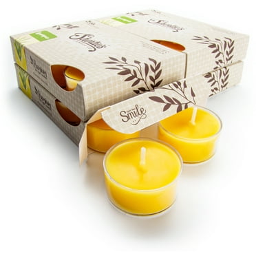 Lemongrass Tealight Candles Bulk Pack - 24 Yellow Premium Scented Tea Lights - Natural Oils - Shortie's Candle Company