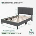 thumbnail image 4 of Novilla Full Bed Frame Upholstered Platform Full Size Bed Frame with Adjustable Headboard, Strong Weight Capacity, No Box Spring Needed, Easy Assembly, Grey, 4 of 8