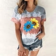 thumbnail image 2 of Hauts pour Femmes Décontractés Été Manches Courtes Tunique Ample T-Shirts Habillés Henley Col Rond Mode Imprimé Blouses Basiques, 2 of 4