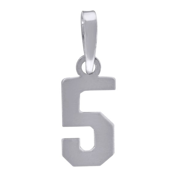 925 Sterling Silver Unisex Initial Number 5 Charm Pendant for Men Women