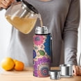 thumbnail image 4 of 20 Oz Colorful Floral Pattern Coffee Tumbler Double Wall Insulated Stainless Steel Water Bottle | Metal Reusable Thermoses Flask with Cup Cap | Leak & Sweat Proof with Anti-Dust Lid, 4 of 7