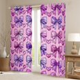 thumbnail image 2 of Manfei Cute Bow Knot Black Out Curtains,Cartoon Bowtie Print Curtains Pack of 2 (42x63 Each),Pink Purple Bedroom Curtains For Girls Teens,Luxury Bedroom Decor, 2 of 6