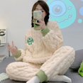 thumbnail image 2 of Pyjama d'Automne Hiver pour Femmes Mignon Imprimé Dessin Animé Vêtements de Nuit Décontractés Ensemble de Vêtements de Maison Fille Tricoté Taille m-2TG Pyjamas Mode Pyjama, 2 of 6