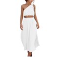 thumbnail image 1 of Gibobby Vestido largo de verano para mujer Falda superior Abertura Traje de dos piezas Mujeres Long Beach Set Maxi Solid Trajes y conjuntos de mujeres(Blanco,G), 1 of 5