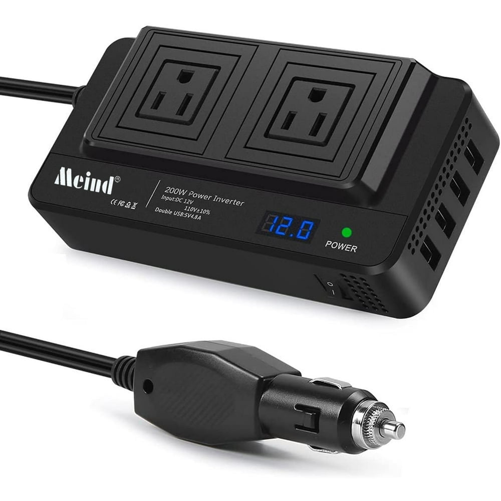 MesaSe 200W Car Power Inverter Car Plug Adapter Outlet