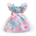 thumbnail image 4 of Lilgiuy Little Girls Birthday Party Dress Net Yarn Flowers Mesh Print Bow Maxi Skirt for Special Occasions Summer Sales, 4 of 5