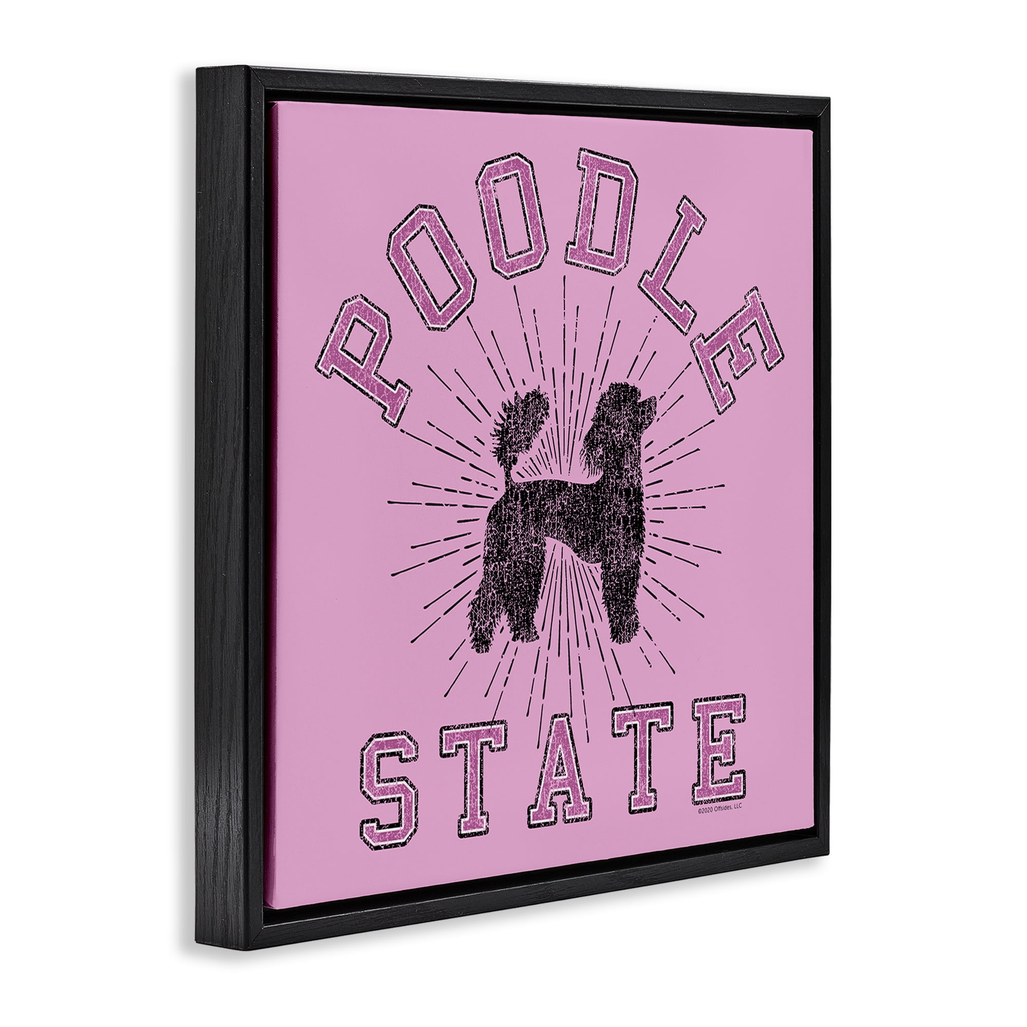 Stupell Industries Varsity Style Poodle State Novelty & Humor Painting Black Floater Framed Canvas Art Print Wall Art, 25 x 25