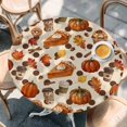 thumbnail image 4 of Round Table Cover 36-44 Inch Fall Pumpkins Waterproof Reusable Table Cloth Round Fitted Vinyl Tablecloth with Elastic Edged for Parties Outdoors, Pie Food Thanksgiving Maple Leaves, 4 of 9