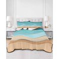 thumbnail image 3 of Turquoise Beach Twin Size Down Alternative Comforter, Lightweight Comforter Quilt Bedding Set with Pillow Shams Abstract Ripple Gradient Ocean Sand All Seasons Bed Comforter Duvet Insert 68"x86", 3 of 7