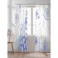 thumbnail image 2 of Ocean Coral Sheer Curtains 2 Panels Set Purple Shell Seahorse Starfish Abstract Texture Lihgt Filtering Rod Pocket Voile Drape, Semi Sheer Window Curtains for Bedroom Living Room, 52"x96", 2 of 5