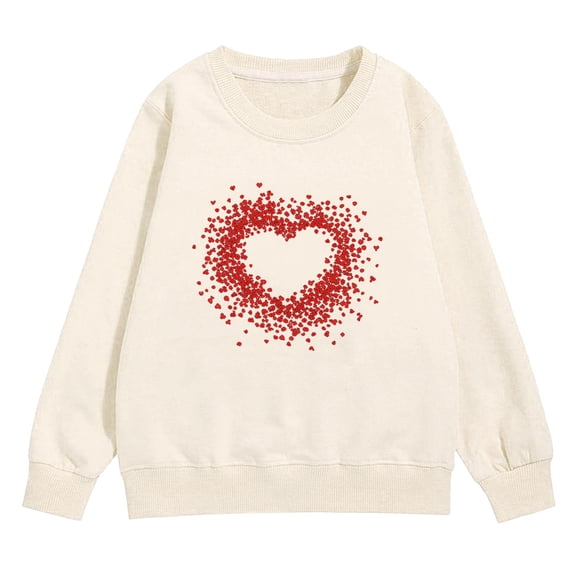 Ruyang Girls Heart Sweatshirts Kids Cute Solid Color Sweater Casual Valentine Pullover Long Sleeve Pullover Tops Trendy Clothes