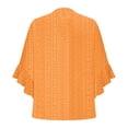 thumbnail image 4 of Orange T Shirts for Women's V Neck Tie Button Hollow Fabric Ruffled Sleeves Loose Casual Breathable Short Sleeves Fashion Clothing, 4 of 5