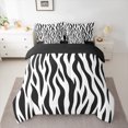 thumbnail image 2 of Homewish Geometric Waves Lines 7pcs Bedding Comforter Set,Zebra Pattern Stripes Queen Bedding Sets,White Black Queen Sheet Sets For Boys Kids,Ultra Soft Home Decor Reversible, 2 of 8