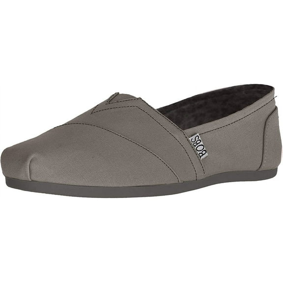 Skechers BOBS Women's Bobs Plush-Peace & Love Flat, Charcoal, 9 W US