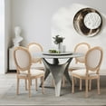 thumbnail image 3 of DONICK French Upholstered Dining Chairs,Farmhouse Round Back Tufted Solid Wood For Kitchen,Restaurant(Fabric,Beige,Set of 2), 3 of 10