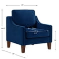 thumbnail image 5 of Sofa moderno de sillón con una sola asiento, piezas de madera, silla acolchada de terciopelo para salón, dormitorio, color azul marino, 5 of 5