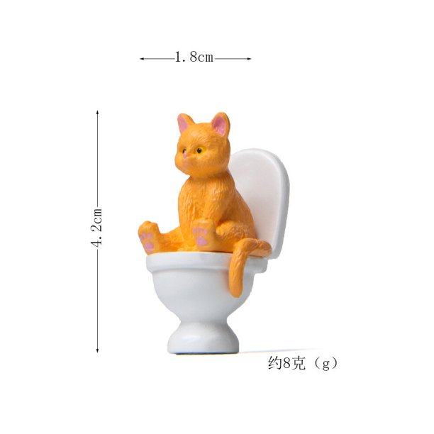 Figuras de gato sentado en el inodoro, Mini gatito, decoración de paisaje de jardín para el hogar, juguete en miniatura de PVC, 1 ud. qym unisex