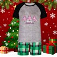 thumbnail image 2 of Eygvbb Christmas Pajamas Men Matching Family Pajama Set Raglan Short Sleeve Top with Three Christmas Tree Print Plaid Shorts Two Piece Sleep Outfit Comfort Loungewear, 2 of 6