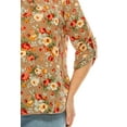 thumbnail image 5 of Women's Plus Size Floral Print Tunic Casual Round Neck Roll Tab Sleeve Blouse Top, 5 of 6