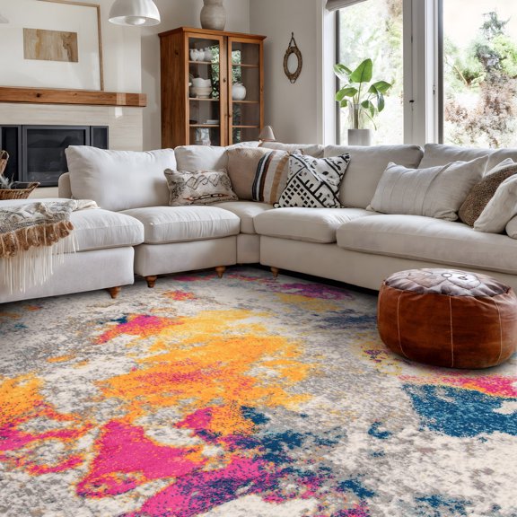 World Rug Gallery Abstract Contemporary Multi 5'x7' Area Rug