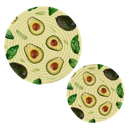 

Avocado Fruit Print Pot Holders Set Trivets Hot Pads Cotton Mats for Cooking