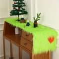 thumbnail image 5 of Mouliraty Christmas Table Runner, 72x15 in, Fur Table Runner Flag Desktop Decoration, for Party Birthday Friendsgiving Wedding Dinning Table, Green, 5 of 7