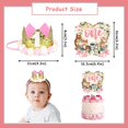 thumbnail image 5 of Pink Woodland 1st Birthday Decorations for Girl - Forest Animal High Chair Banner, One Cake Topper, One Baby Crown, 3 in 1 Jungle Wild Themed First Birthday Party Supplies, 5 of 6