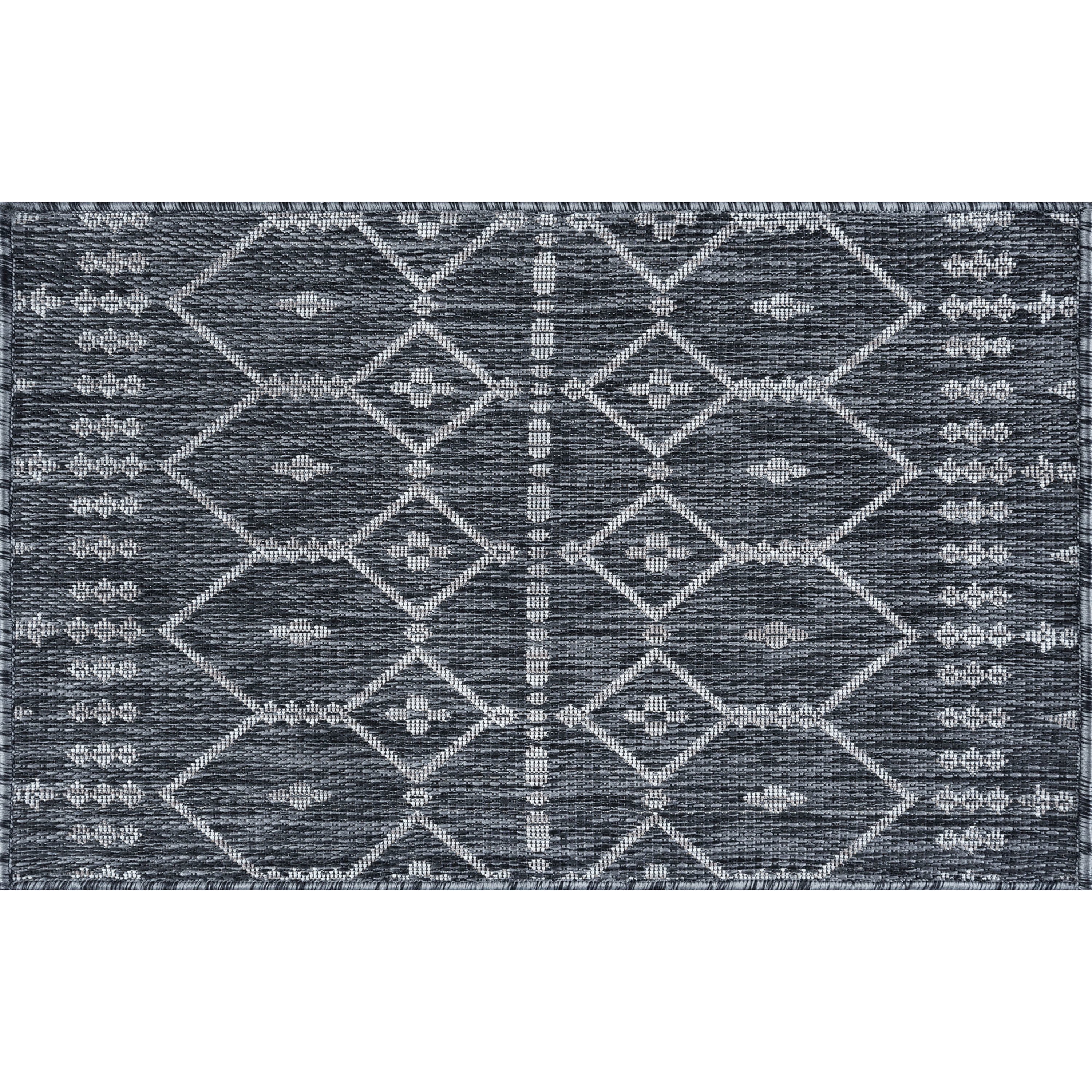 Veranda Contemporary 2' x 3' Charcoal and Light Gray Polypropylene Outdoor Area Rug
