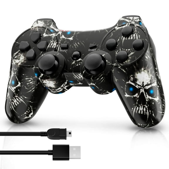 ISHAKO Wireless Controller for P3/PC, Game Control with 6-Axis Motion Control, Dual Vibration- Black
