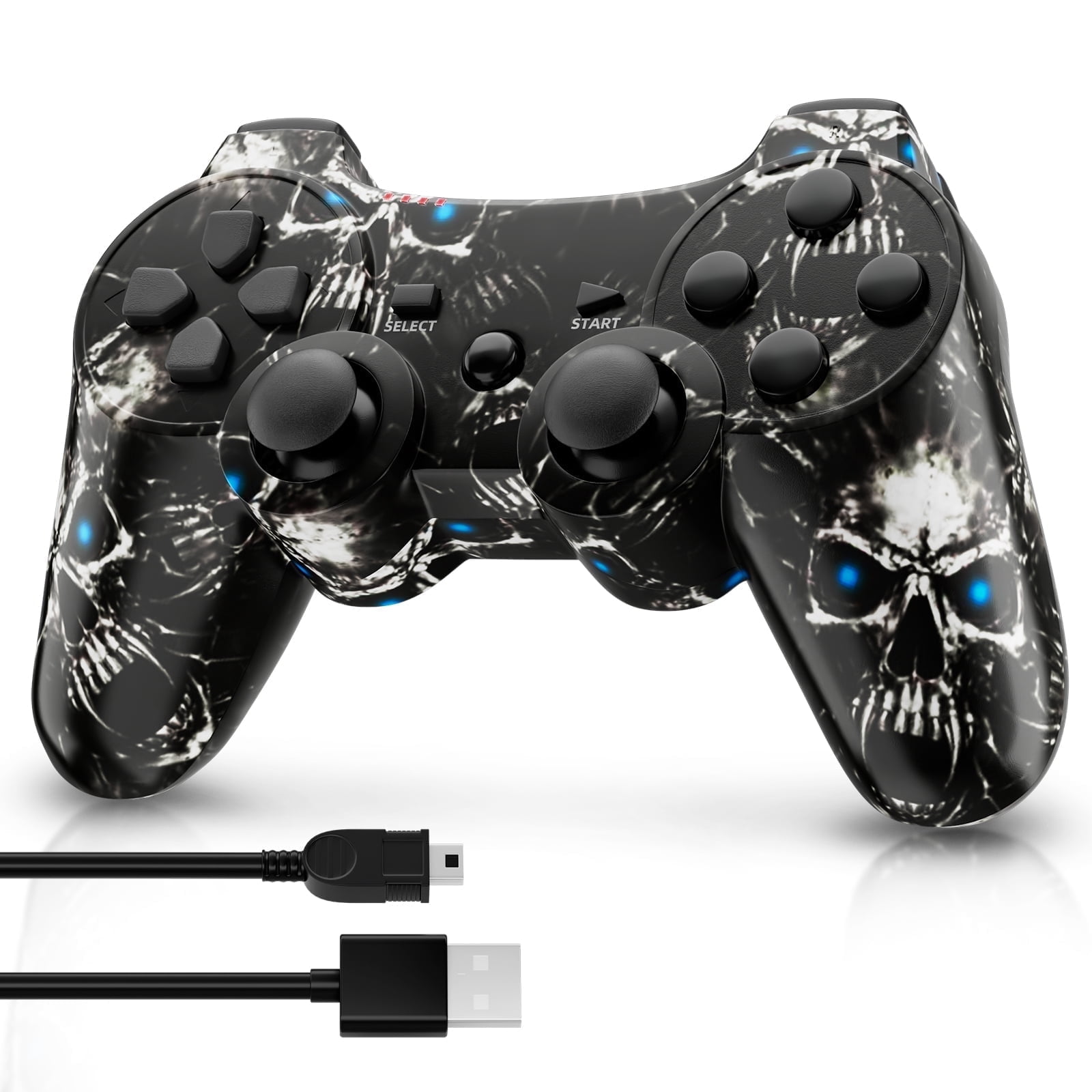 ISHAKO Wireless Bluetooth Controller for PS3 and PC, Ergonomic Gamepad with 6-Axis Motion Sensors, Black