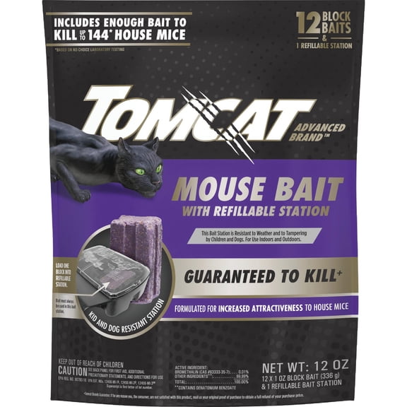 ScottsMiracle-Gro Mouse Bait Station Refillable Blocks - Advanced Formula - 12 Pack
