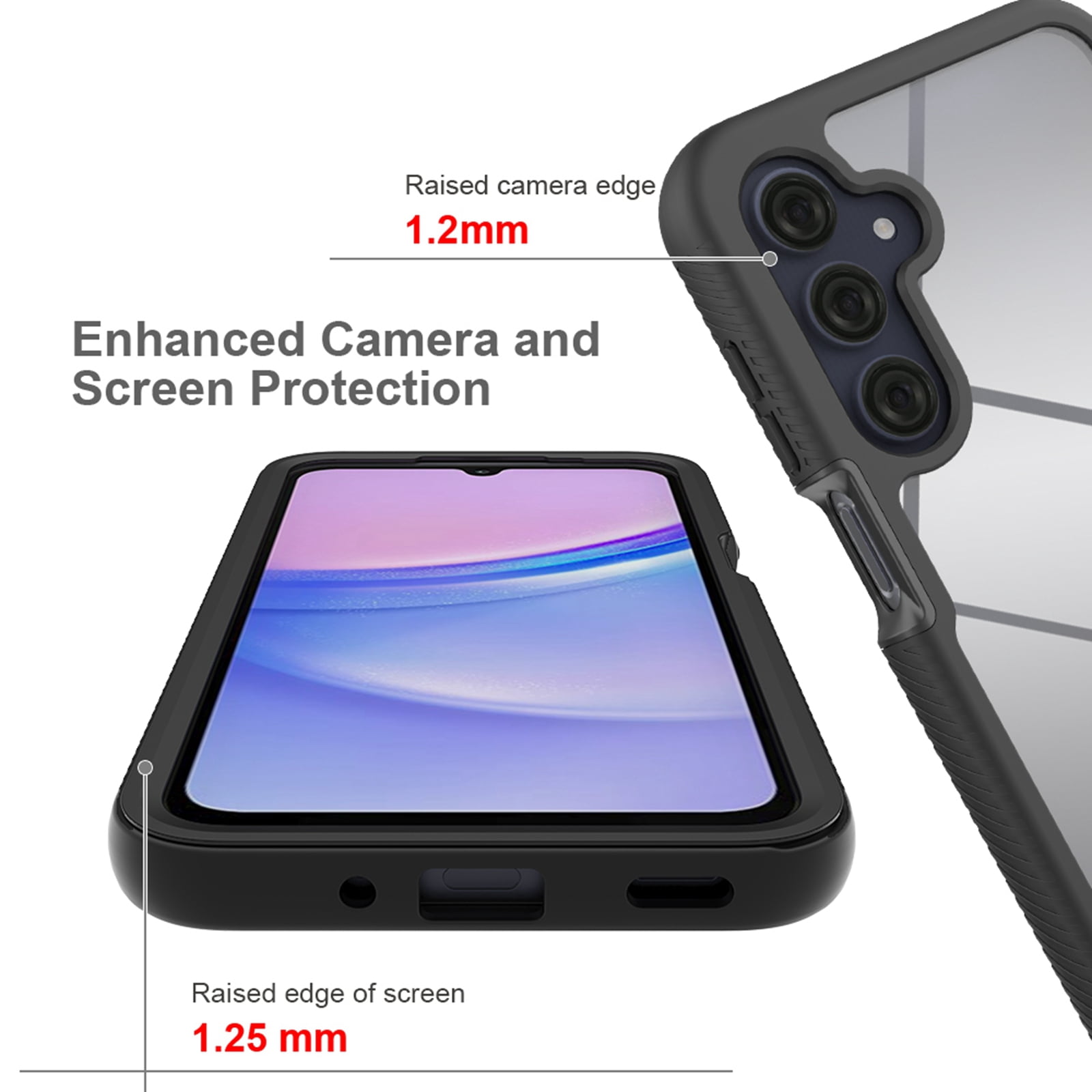 Galaxy A17 5G Case with Built in Screen Protector,Dteck Full-Body Shockproof Rubber Hybrid Protection Crystal Clear PC Back Protective Phone Case Cover for Samsung Galaxy A17 5G,Purple