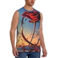 thumbnail image 2 of Uemuo Sunset Rose Elegance Pattern Men's Sleeveless T-Shirt,Muscle Athletic Tank Top, Moisture-wicking Quick-dry Breathable Classic Tee Top for Gym Run Outdoor Sports-, 2 of 8