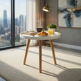 thumbnail image 5 of Demi Bonn Round Coffee Table, End Table, Round Side Sofa Coffee Table with Wooden Tray, for Living Room, Bedroom, White, 5 of 9