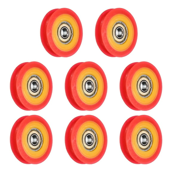 8 Pack U Type Groove Plastic Guide Bearing 6x39x9mm, U Type Pulley Roller, (Red)