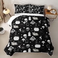 thumbnail image 2 of Homewish Witchy Line Art Magical Bed Spread Queen for Boys Girls, Cartoon Skull Mushroom Queen Coverlet Set, 3pcs, 2 of 7