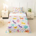 thumbnail image 2 of Manfei Funny Cat Kitten Twin Sheets, Cute Floral Blossom Bedding, White Pink, 3pcs, 1 Flat Sheet, 1 Fitted Sheet and 1 Pillowcase, 2 of 6