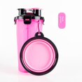 thumbnail image 1 of Travel Dog Water Bottle Collapsible Bowls 2 in 1 Dog Portable Water Food Container, Pet Water Bowl Dispenser for Walking, Traveling, Camping and Hiking [Pink], 1 of 5