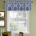 thumbnail image 4 of Navy Blue Geometric Valances for Windows, Decorative Rod Pocket Window Valance Curtains, Vintage Abstract Art Short Curtain Drapes for Kitchen/Bathroom/Living Room, 2 Panels, 42" W x 18" L, 4 of 8