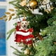 thumbnail image 3 of pstuiky Preciosa etiqueta navideña con flores y perro, adornos navideños, colgante para árbol de Navidad, decoración de árbol de Navidad estilo cabaña, árbol de Navidad verde, 3 of 4