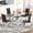Table*4 Black C-Shape Chairs Silver Leg style 1, variant on Sumdeal 63" Glass Dining Table Set for 6,Silver Base Dining Room Table with 6 Silver Leg C Shape Chairs