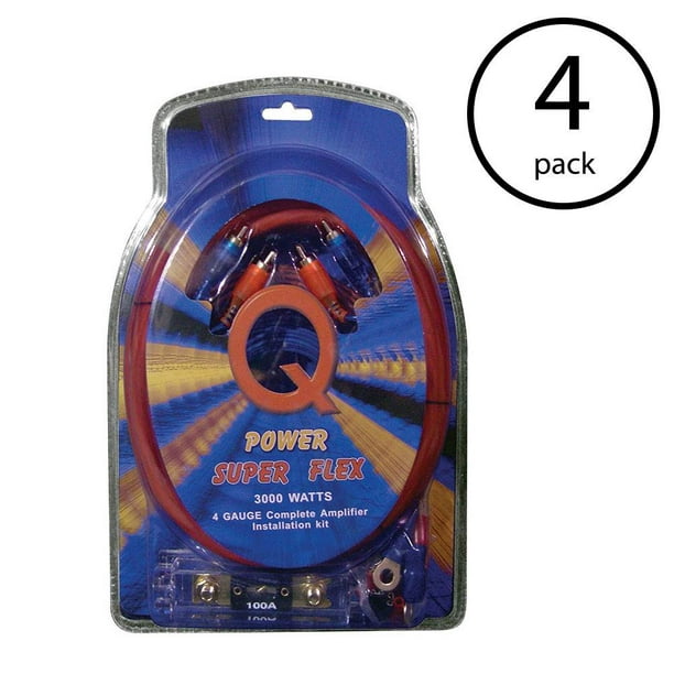 Qpower Super Flex 4 Gauge 3000 Watt Car Audio Amplifier Wiring Amp Kit 4 Pack Walmart Com Walmart Com