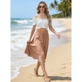 thumbnail image 3 of JWD Women's Skirts Flowy Maxi Skirt Summer Long Midi Length Casual Skirt Elegant Cool Dress with Pockets Khaki XL, 3 of 10