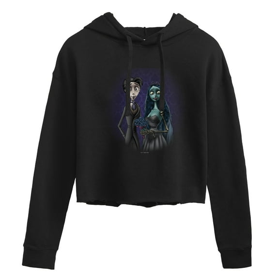Corpse Bride - Haunted Groom & Bride - Juniors Cropped Pullover Hoodie