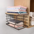 thumbnail image 6 of 2 Pack Stackable Wire Storage Basket with Bamboo Lip, Trash Bag Dispenser Under Sink for 4-13 Gal Bags, Kitchen Storage Bins for Potato and Onion, Brown, 6 of 7