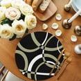 thumbnail image 2 of Black Geometric Round Placemats Set of 4 for Dinning Tables,Heat-proof Braided Table Mats 15 Inch,Modern Sage Green White Striped Art Washable Place Mat for Kitchen Restaurant Party Table Decor, 2 of 9